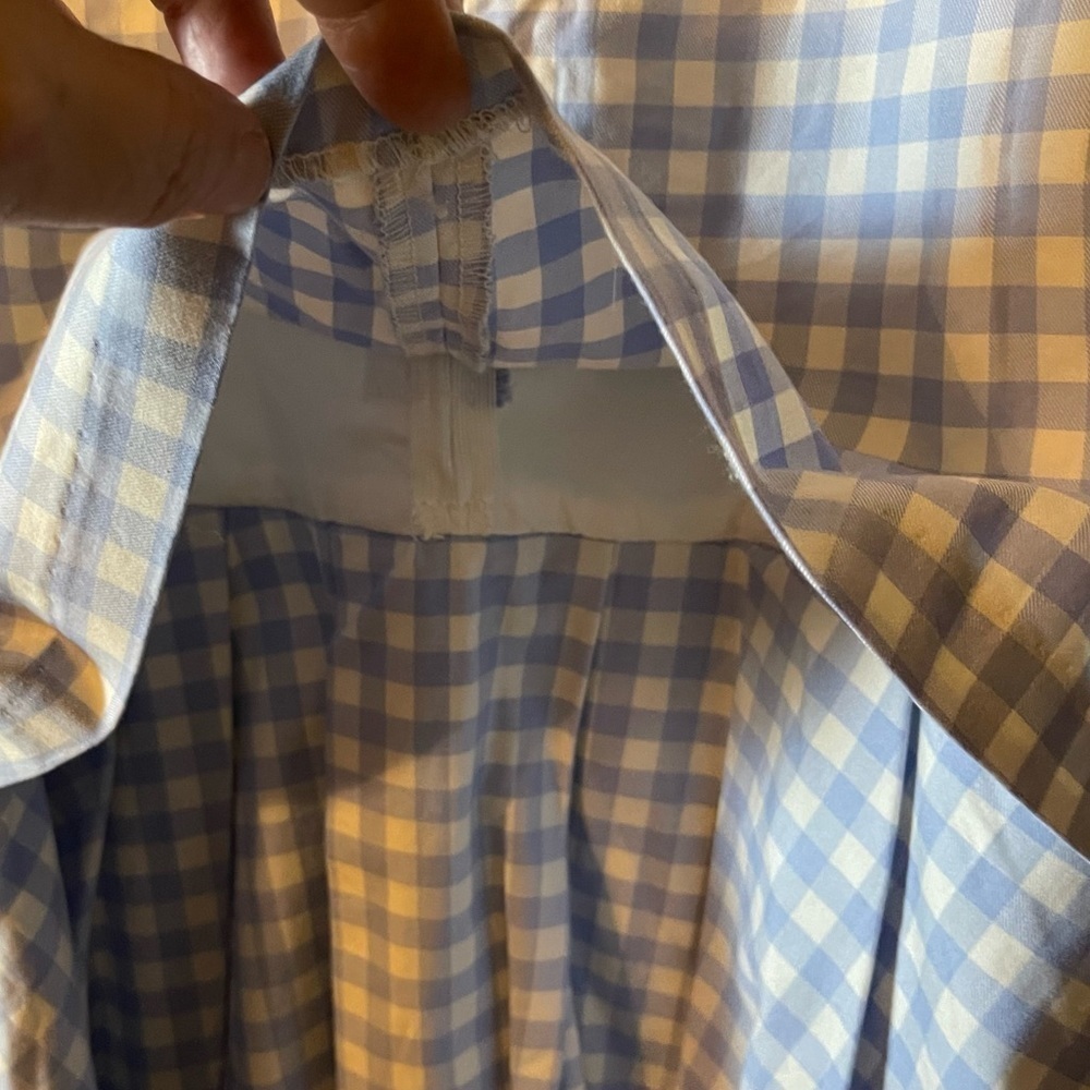 VICTORIA Beckham for Target Blue & White Gingham Dress Drop Waist Lined Size Med - Picture 8 of 11